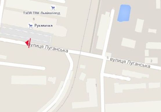 Схема рекламной плоскости по адресу Луганская ул., между пр-том Красной Калины и ул. Зелёной