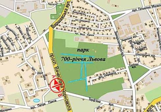 Схема рекламной плоскости по адресу Черновола пр., 101 - Панча ул.