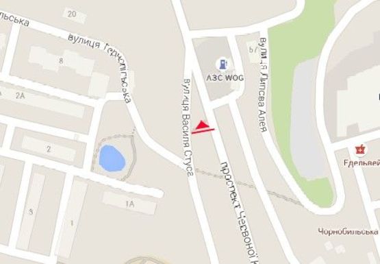 Схема рекламной плоскости по адресу Стуса ул. - Красной Калины пр.