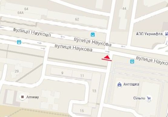 Схема рекламной плоскости по адресу Наукова ул.