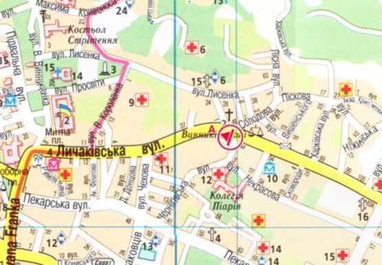 Схема рекламной плоскости по адресу Лычаковская ул / Черниговская ул 2, верхний, от центра