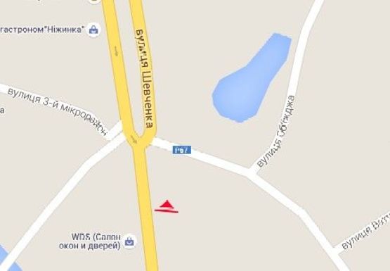 Схема рекламної площини за адресою Шевченко ул.- Объездная ул.