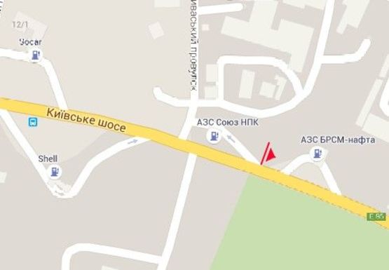 Схема рекламної площини за адресою Киевское шоссе, 6