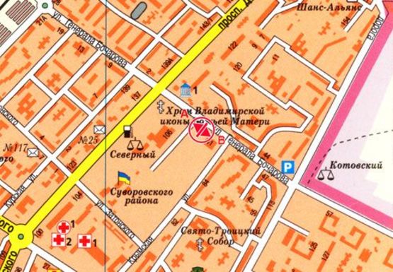 Схема рекламної площини за адресою Генерала Бочарова ул., 30 (напротив)