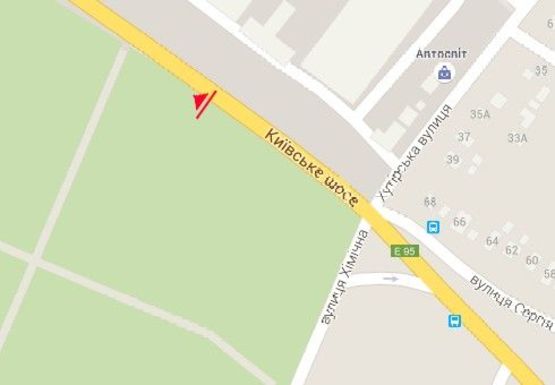 Схема рекламной плоскости по адресу Киевское шоссе, 100м. до ул. Химической