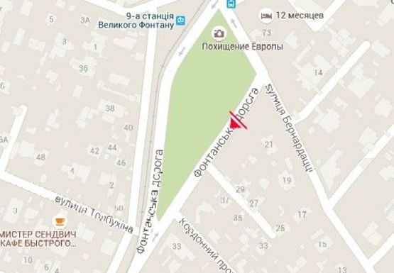 Схема рекламной плоскости по адресу Фонтанская дорога, 29-Б - ул. Бернардацци