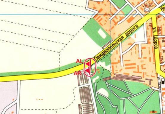 Схема рекламної площини за адресою Овидиопольская дорога - ул. Центральний аэропорт