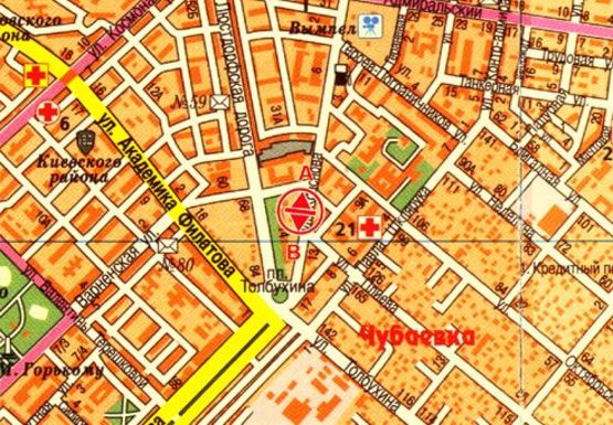 Схема рекламної площини за адресою Краснова ул., 11-Б напротив