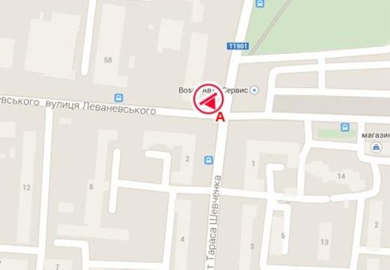 Схема рекламной плоскости по адресу Шевченко пр-т. - Леваневского ул.