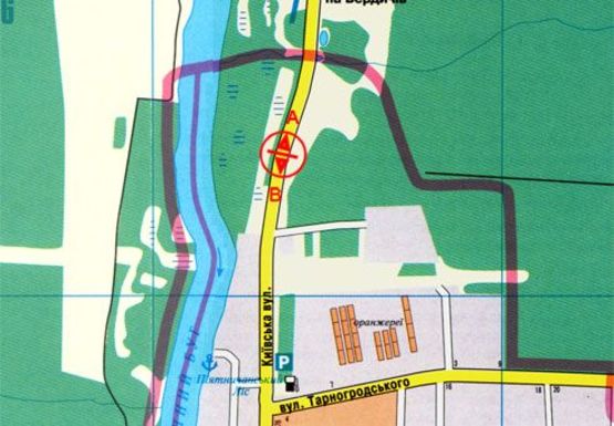 Схема рекламной плоскости по адресу Киевская ул., Водоканал (разделитель)