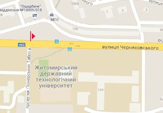 Схема рекламної площини за адресою Чудновская ул., 102