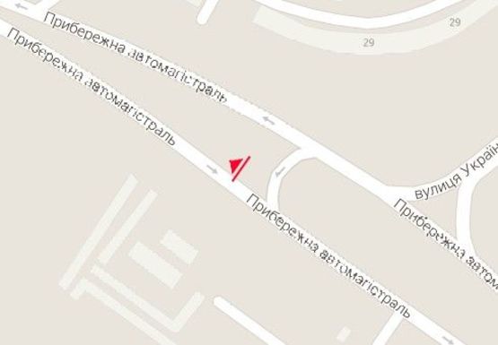 Схема рекламної площини за адресою Набережная магистраль - Украинская ул. (№ 1)