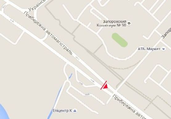 Схема рекламної площини за адресою Набережная магистраль - Запорожская ул.