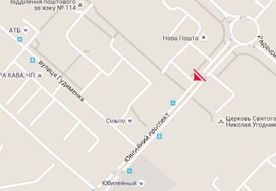 Схема рекламної площини за адресою Юбилейный пр., 14