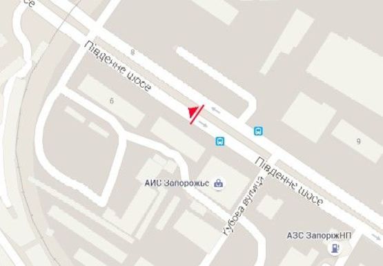 Схема рекламної площини за адресою Южное шоссе (район КП Горсвет)