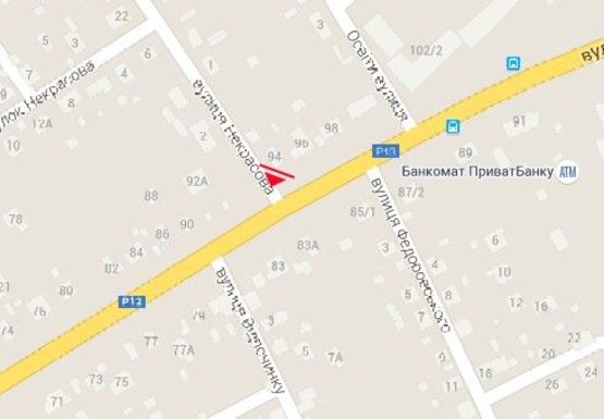 Схема рекламної площини за адресою Шевченко ул., 92