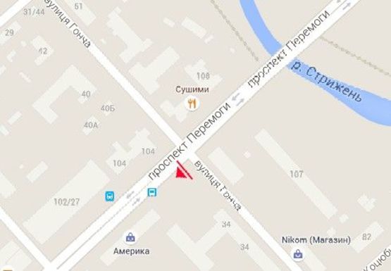 Схема рекламної площини за адресою Победы пр. - Гончая ул.