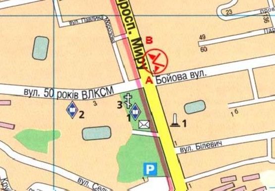 Схема рекламної площини за адресою Мира пр., 141