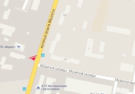 Схема рекламной плоскости по адресу Ивана Мазепы ул. - Музыкальная ул.