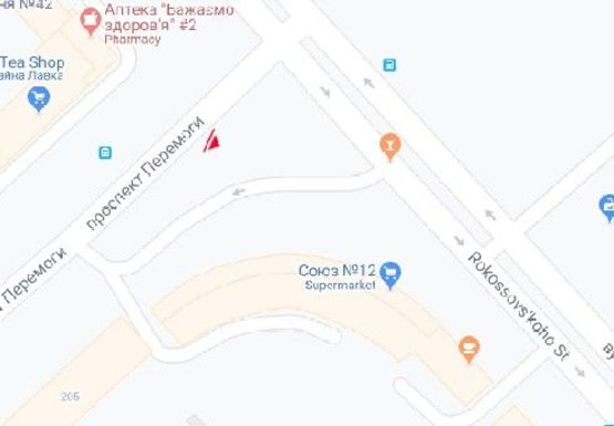 Схема рекламної площини за адресою Победы пр., 184 (маг. "Сиверский")