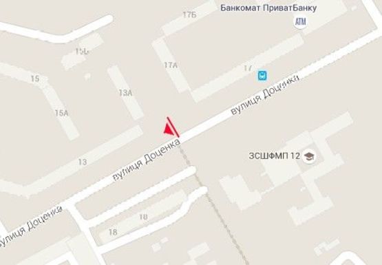 Схема рекламной плоскости по адресу Доценка ул, 13А - Доценка ул, 17А