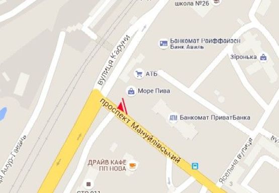 Схема рекламної площини за адресою Мануйловский пр. - Каруны ул.