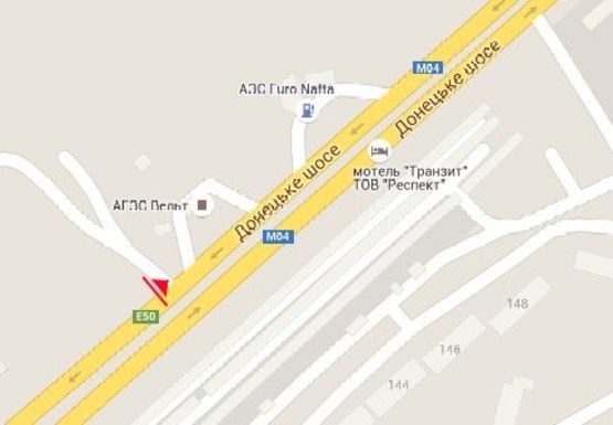 Схема рекламной плоскости по адресу Донецкое шоссе, въезд в город, АЗС "Пропан"