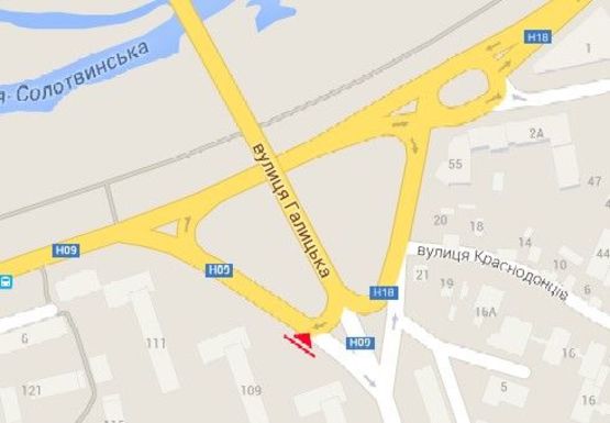 Схема рекламной плоскости по адресу Галицкая ул. - Набережная им. Стефаника