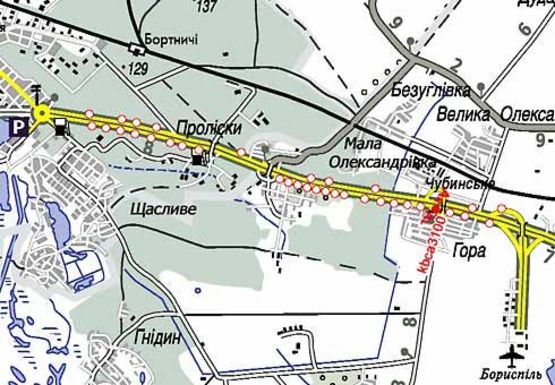 Схема рекламной плоскости по адресу 31,000 км. автомагистрали Киев - Борисполь