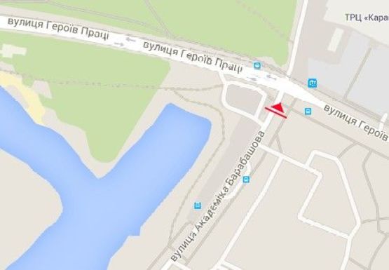 Схема рекламної площини за адресою Барабашова ул. - Героев Труда ул.