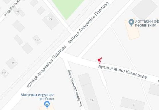 Схема рекламної площини за адресою Ивана Камышева ул. - Академика Павлова ул.