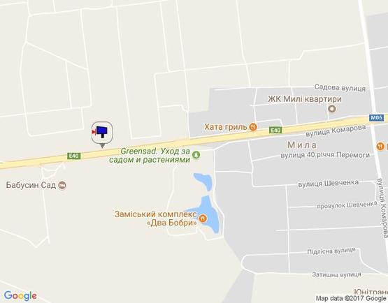 Схема рекламной плоскости по адресу с. Мила, траса М-06 Київ-Чоп (Житомир), км 27+100 право