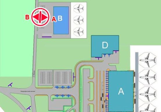 Схема рекламной плоскости по адресу Медовая ул., 2 Площадь перед входом/въездом в Терминала (Терминал В)
