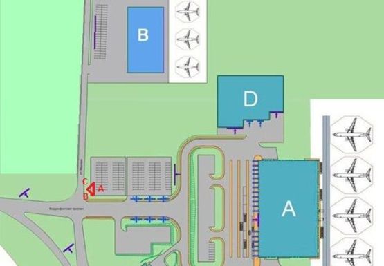 Схема рекламной плоскости по адресу Аэропорт "Киев", Медовая ул., 2 (банер)