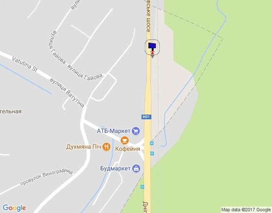 Схема рекламної площини за адресою Дніпровське шосе, перед поворотом на с.Лісники, ресторан "Духм'яна піч", траса Н-01 "Київ-Знам'янка", км 20+500 ліво