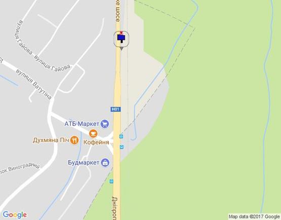 Схема рекламної площини за адресою Дніпровське шосе, перед поворотом на с.Лісники, ресторан "Духм'яна піч", траса Н-01 "Київ-Знам'янка", км 20+500 ліво