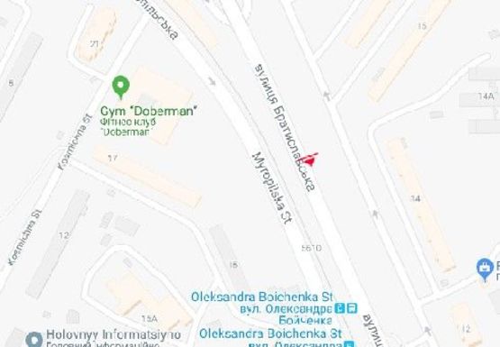 Схема рекламної площини за адресою Братиславская ул., 16 (напротив)