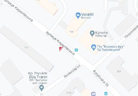 Схема рекламной плоскости по адресу Кириловская ул., 131 (Фрунзе ул.)