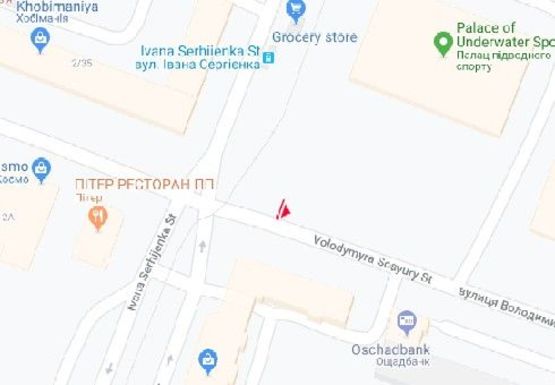 Схема рекламной плоскости по адресу Сергиенка ул. - Сосюры ул.