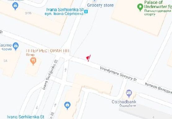 Схема рекламной плоскости по адресу Сергиенка ул. - Сосюры ул.