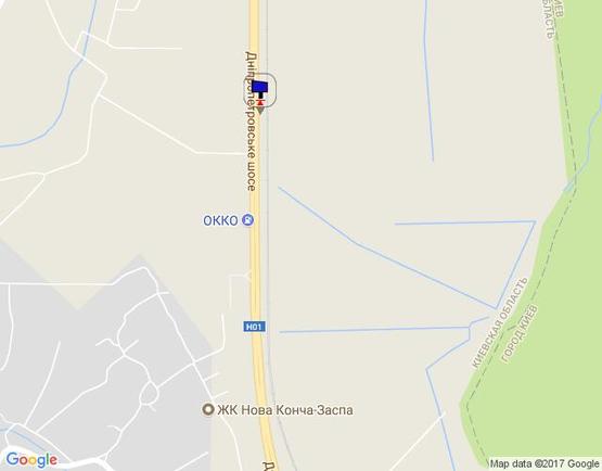 Схема рекламної площини за адресою Дніпровське шосе, територія під котеджну забудову, траса Н-01 "Київ-Знам'янка", км 22+200  ліво