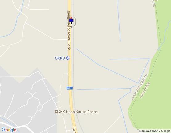 Схема рекламной плоскости по адресу Дніпровське шосе, територія під котеджну забудову, траса Н-01 "Київ-Знам'янка", км 22+200 ліво