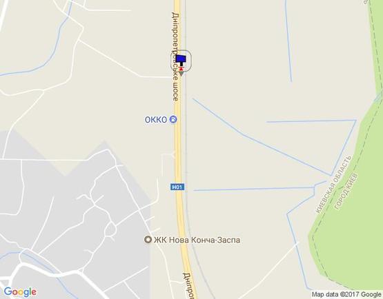 Схема рекламної площини за адресою Дніпровське шосе, територія під котеджну забудову, траса Н-01 "Київ-Знам'янка", км 22+300 ліво