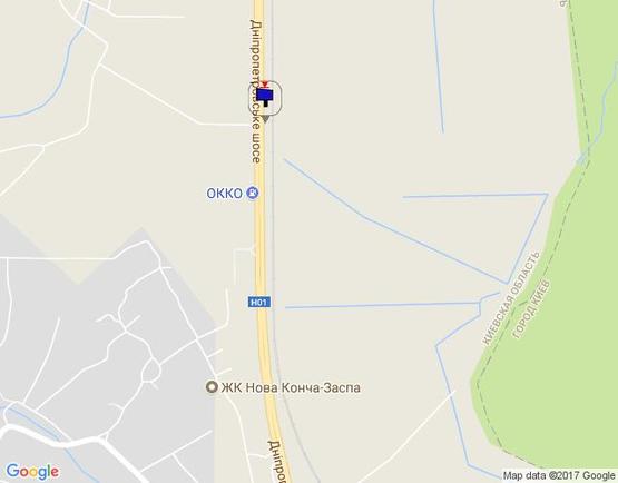 Схема рекламной плоскости по адресу Дніпровське шосе, територія під котеджну забудову, траса Н-01 "Київ-Знам'янка", км 22+300 ліво