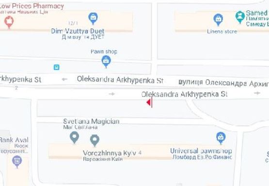 Схема рекламной плоскости по адресу Архипенка ул., 4 (Мате Залки ул.)
