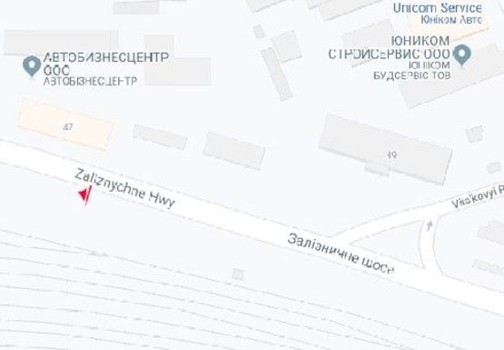 Схема рекламної площини за адресою Железнодорожное шоссе, 47 (напротив)