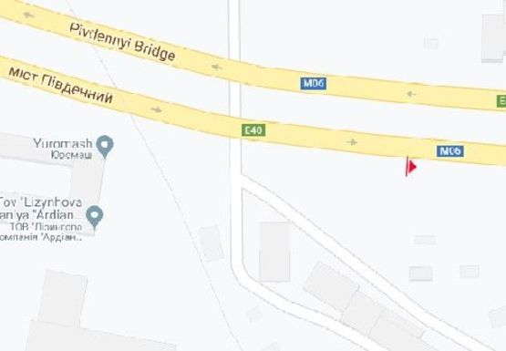 Схема рекламної площини за адресою Промышленная ул. (Южный мост)