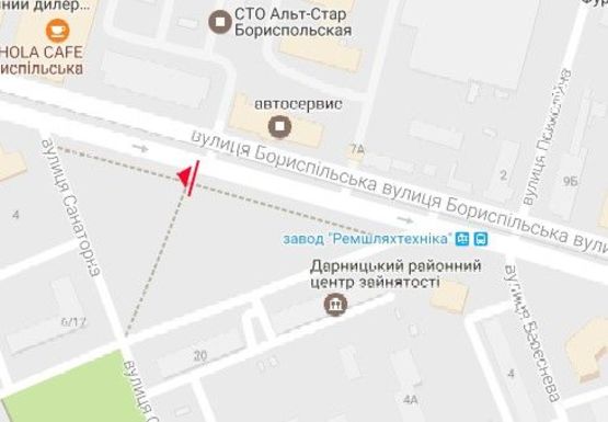 Схема рекламной плоскости по адресу Бориспольская ул., напротив дома №7