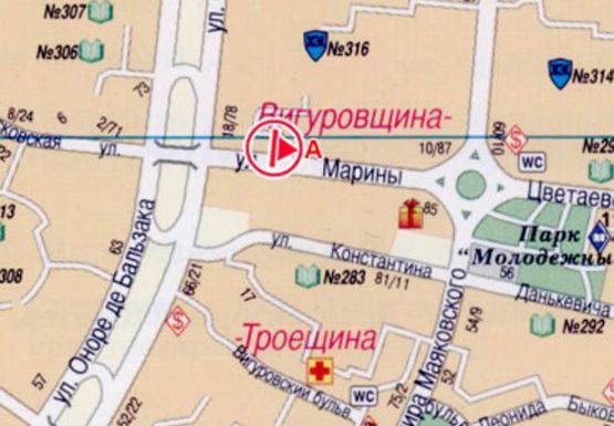 Схема рекламной плоскости по адресу Цветаевой Марины ул., 16