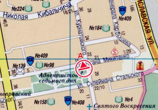 Схема рекламной плоскости по адресу Курнатовского ул. - Микитенко ул., напротив дома №15